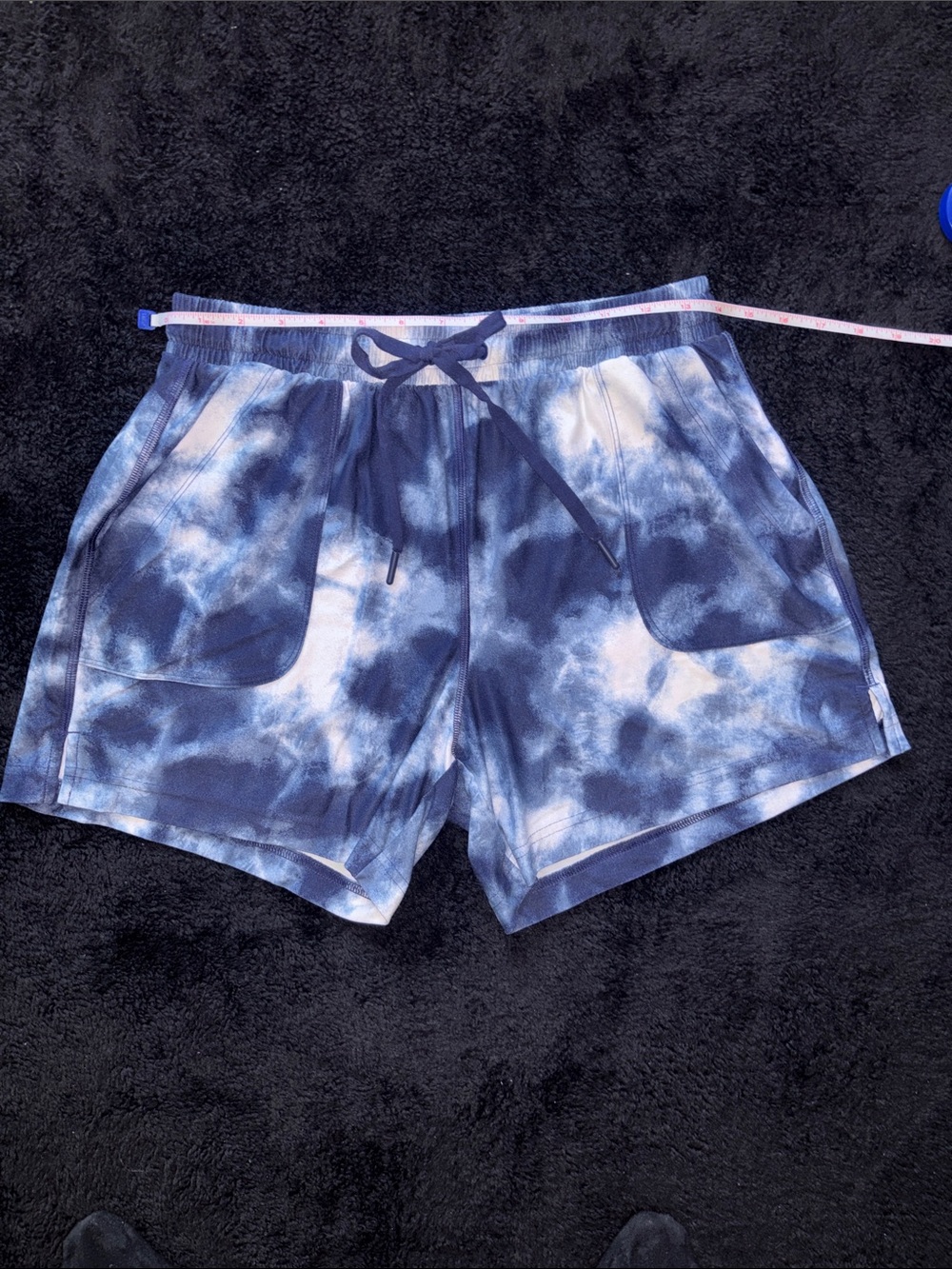 Blue & White Tie-Dye Sweat Shorts